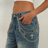 Thumbnail for Vintage Layered Carved Cross Pendant Trouser Chain - ArtGalleryZen