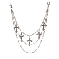 Thumbnail for Vintage Layered Floral Cross Pendant Trouser Chain - ArtGalleryZen