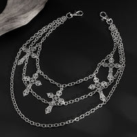 Thumbnail for Vintage Layered Floral Cross Pendant Trouser Chain - ArtGalleryZen