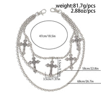 Thumbnail for Vintage Layered Floral Cross Pendant Trouser Chain - ArtGalleryZen