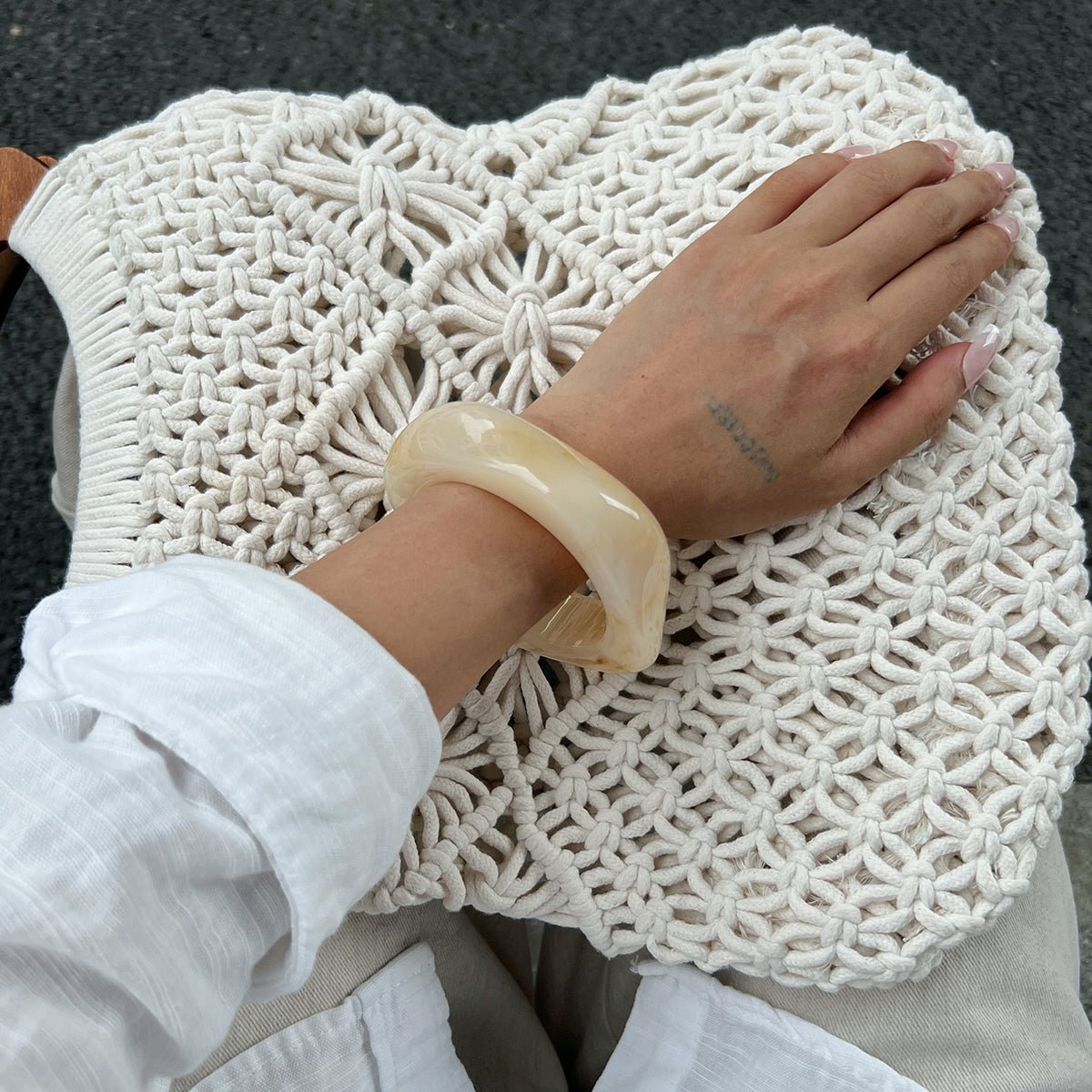 Vintage Square Resin Bangle Bracelet - ArtGalleryZen