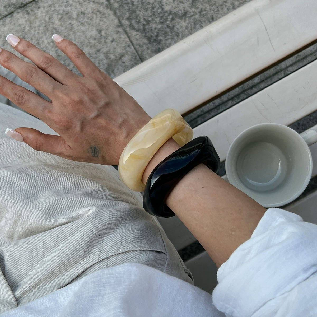 Vintage Square Resin Bangle Bracelet - ArtGalleryZen