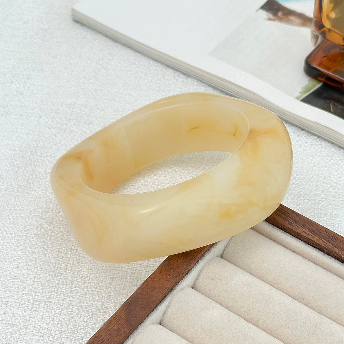 Vintage Square Resin Bangle Bracelet - ArtGalleryZen