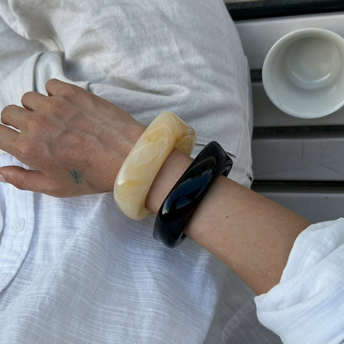 Vintage Square Resin Bangle Bracelet - ArtGalleryZen