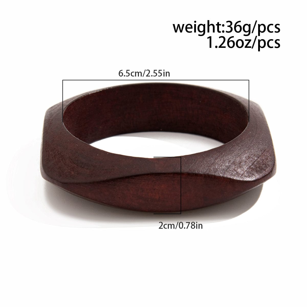 Vintage Square Wood Thick Bangle Bracelet