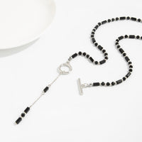 Thumbnail for Vintage Toggle Clasp Crystal Tassel Y Necklace - ArtGalleryZen