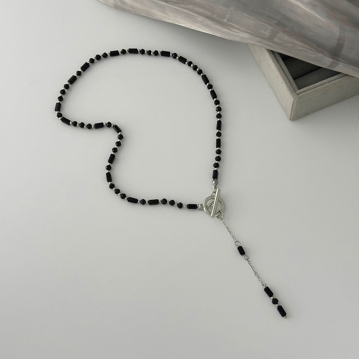 Vintage Toggle Clasp Crystal Tassel Y Necklace - ArtGalleryZen