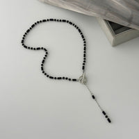 Thumbnail for Vintage Toggle Clasp Crystal Tassel Y Necklace - ArtGalleryZen