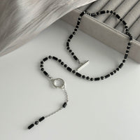 Thumbnail for Vintage Toggle Clasp Crystal Tassel Y Necklace - ArtGalleryZen