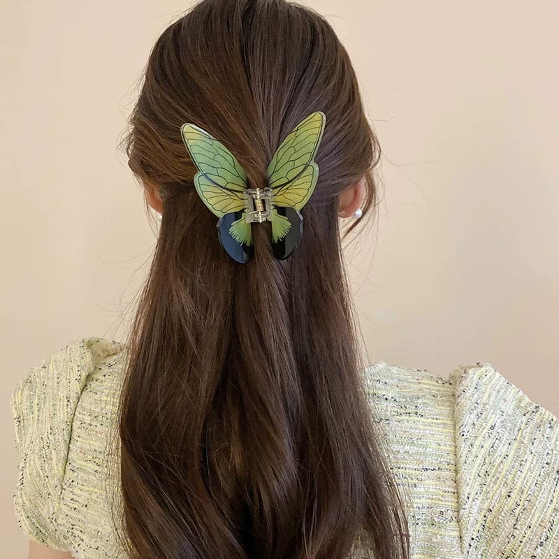 Vivid Green Butterfly Acrylic Hair Claw Hair Clip - ArtGalleryZen