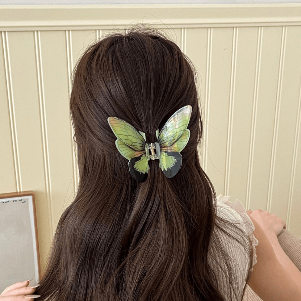 Vivid Green Butterfly Acrylic Hair Claw Hair Clip