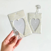 Thumbnail for Winter Rain Heart Silver Tone Mirror Kpop Keychain Photocard Holder - ArtGalleryZen