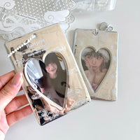 Thumbnail for Winter Rain Heart Silver Tone Mirror Kpop Keychain Photocard Holder - ArtGalleryZen