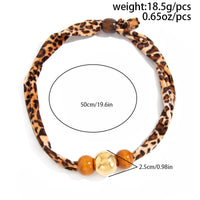 Thumbnail for Wooden Beads Leopard Print Velvet Choker Necklace Retro Charm - ArtGalleryZen