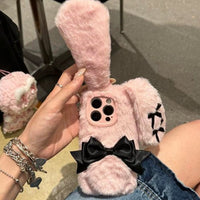 Thumbnail for Y2K Bowknot Pink Bunny Plush iPhone Case - ArtGalleryZen