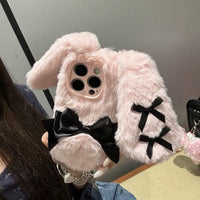 Thumbnail for Y2K Bowknot Pink Bunny Plush iPhone Case - ArtGalleryZen