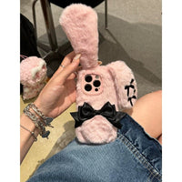 Thumbnail for Y2K Bowknot Pink Bunny Plush iPhone Case