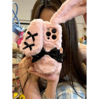 Thumbnail for Y2K Bowknot Pink Bunny Plush iPhone Case