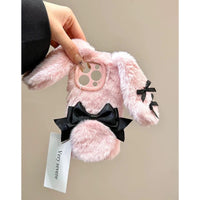 Thumbnail for Y2K Bowknot Pink Bunny Plush iPhone Case