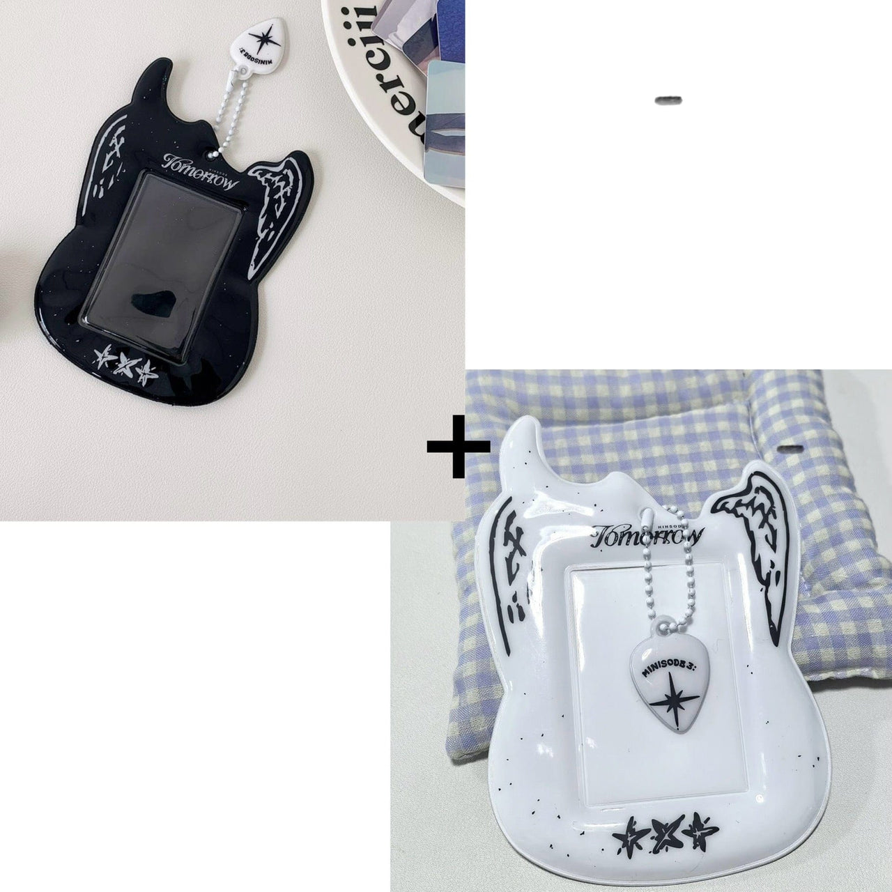Y2K Guitar Shaped TXT Kpop Keychain Photocard Holder - ArtGalleryZen