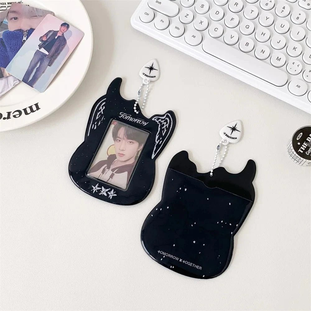 Y2K Guitar Shaped TXT Kpop Keychain Photocard Holder - ArtGalleryZen