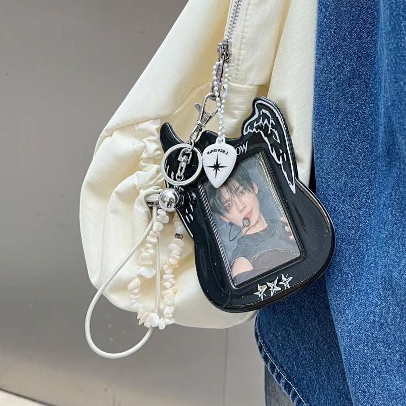 Y2K Guitar Shaped TXT Kpop Keychain Photocard Holder - ArtGalleryZen