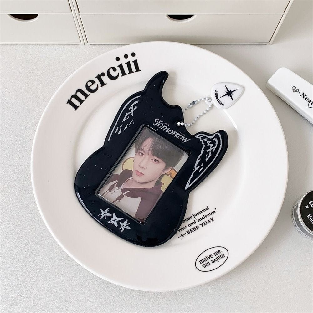 Y2K Guitar Shaped TXT Kpop Keychain Photocard Holder - ArtGalleryZen