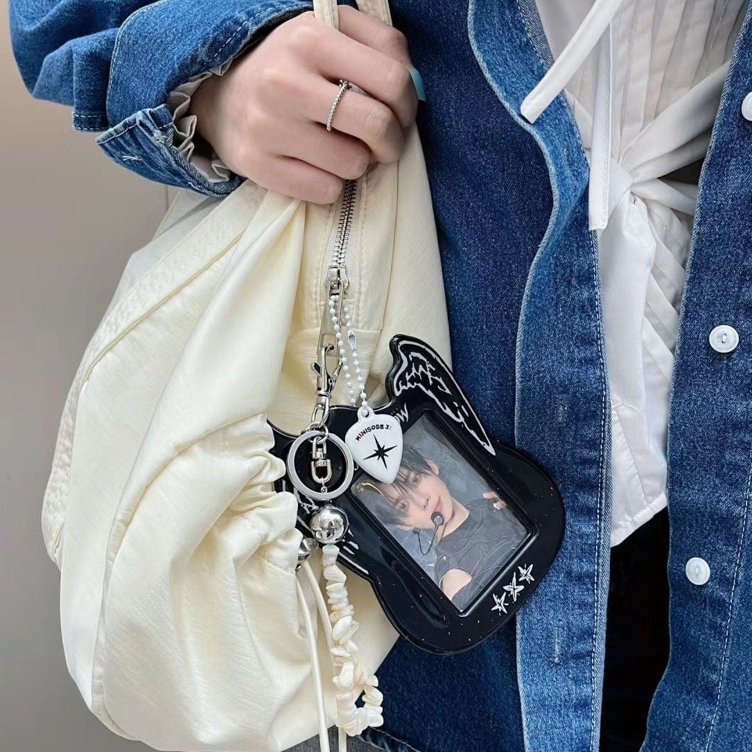 Y2K Guitar Shaped TXT Kpop Keychain Photocard Holder - ArtGalleryZen