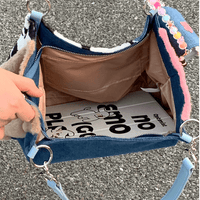 Thumbnail for Y2K Miffy Plush Denim Patchwork Shoulder Bag - ArtGalleryZen