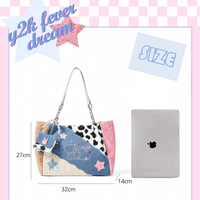 Thumbnail for Y2K Miffy Plush Denim Patchwork Shoulder Bag - ArtGalleryZen