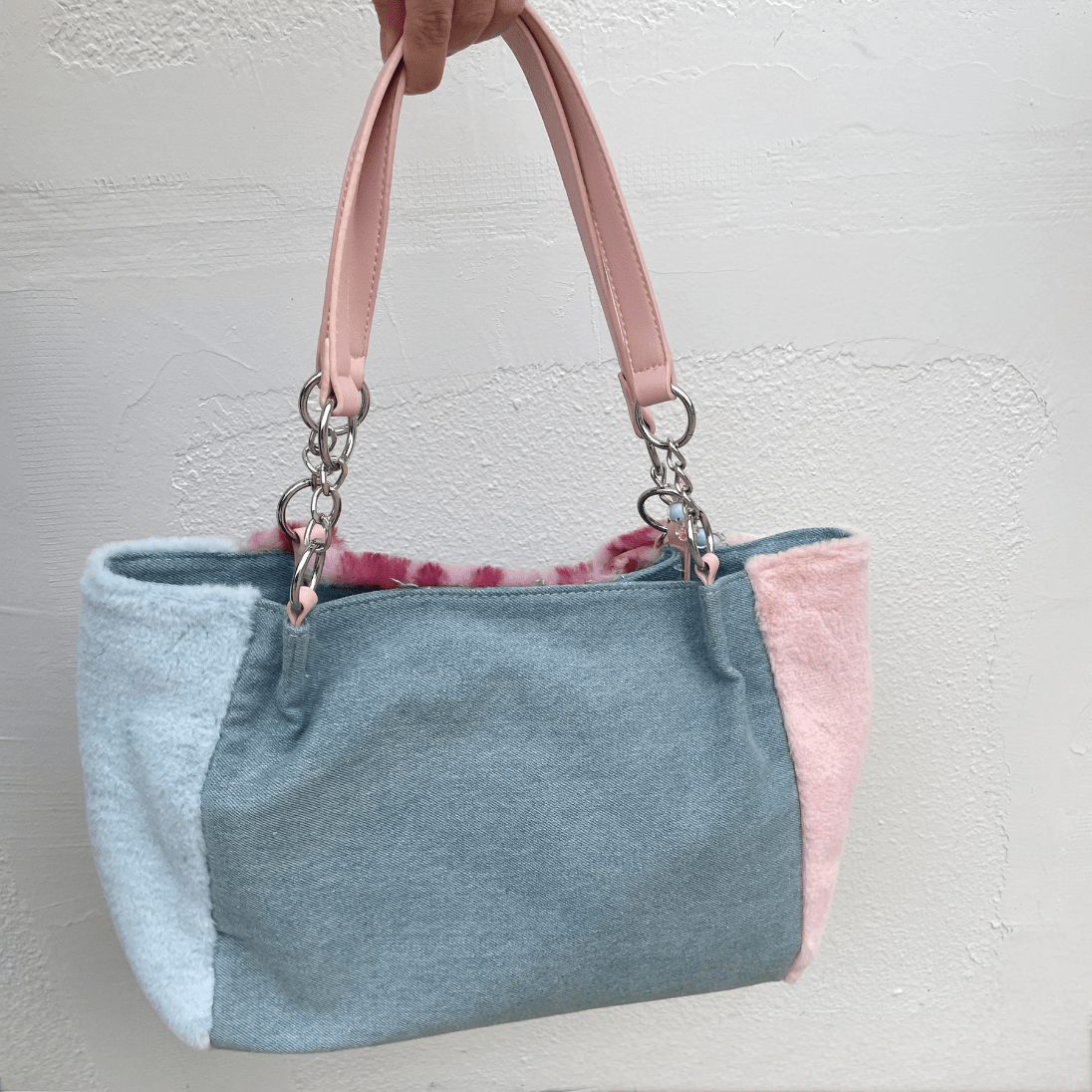 Y2K Miffy Plush Denim Patchwork Shoulder Bag - ArtGalleryZen