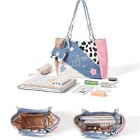 Thumbnail for Y2K Miffy Plush Denim Patchwork Shoulder Bag