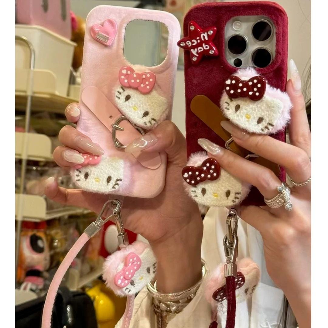 Y2K Plush Sanrio Hello Kitty iPhone Case With Accessories