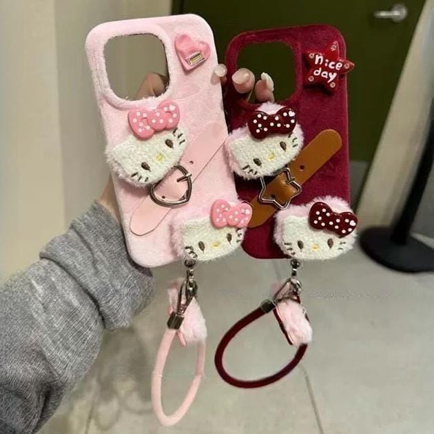 Y2K Plush Sanrio Hello Kitty iPhone Case With Accessories