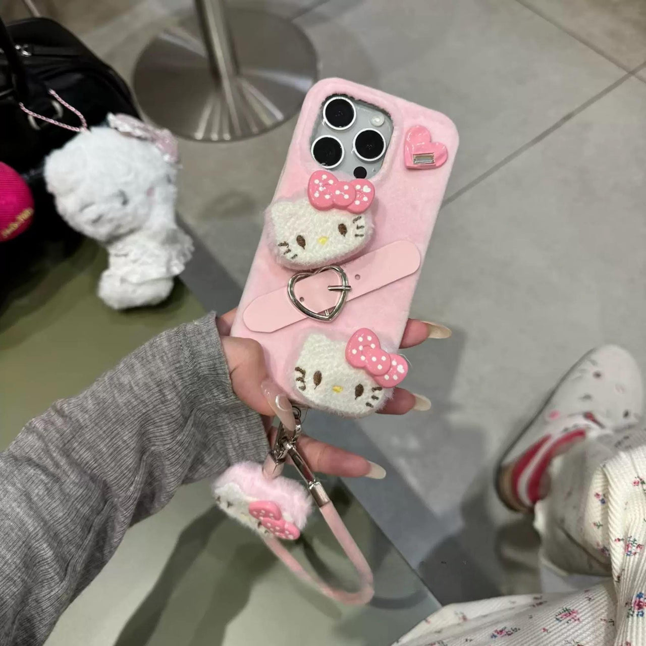 Y2K Plush Sanrio Hello Kitty iPhone Case With Accessories