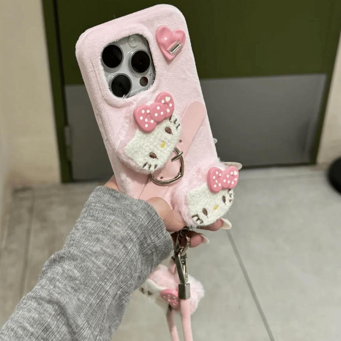 Y2K Plush Sanrio Hello Kitty iPhone Case With Accessories