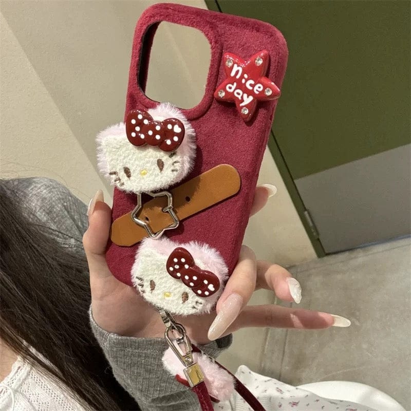 Y2K Plush Sanrio Hello Kitty iPhone Case With Accessories