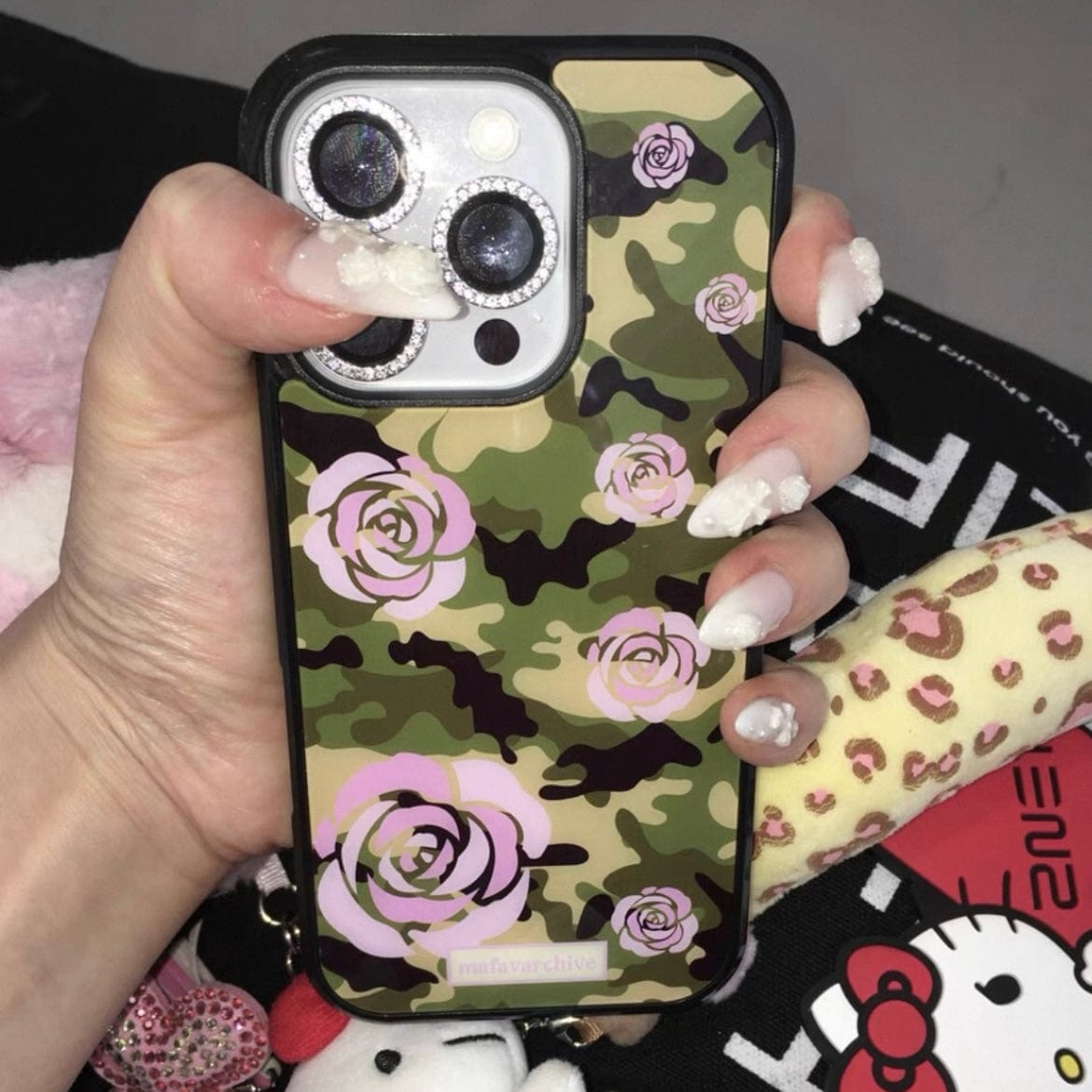 Y2K Rose Camouflage iPhone Case - ArtGalleryZen