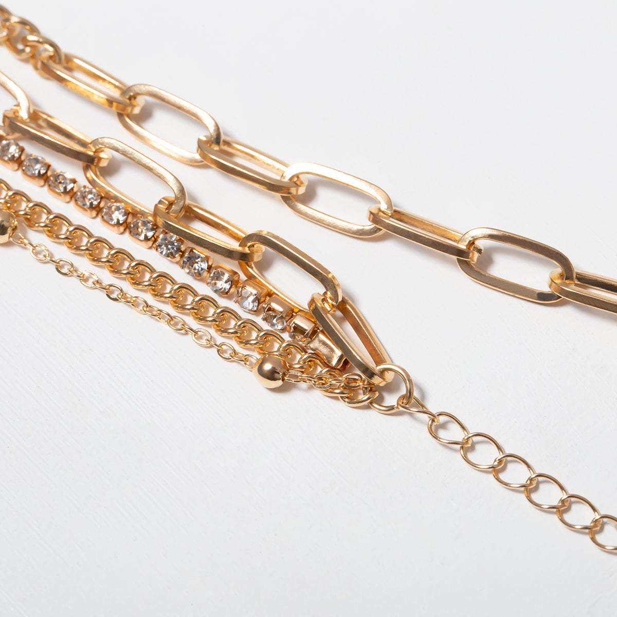 Chic Layered Link PCS Set Bracelet ArtGalleryZen Gold Chain Curb 2 Tone – Silver