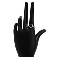 Thumbnail for Antique Silver Tone Bamboo Shaped Heart Ring - ArtGalleryZen