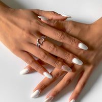 Thumbnail for Antique Silver Tone Bamboo Shaped Heart Ring - ArtGalleryZen