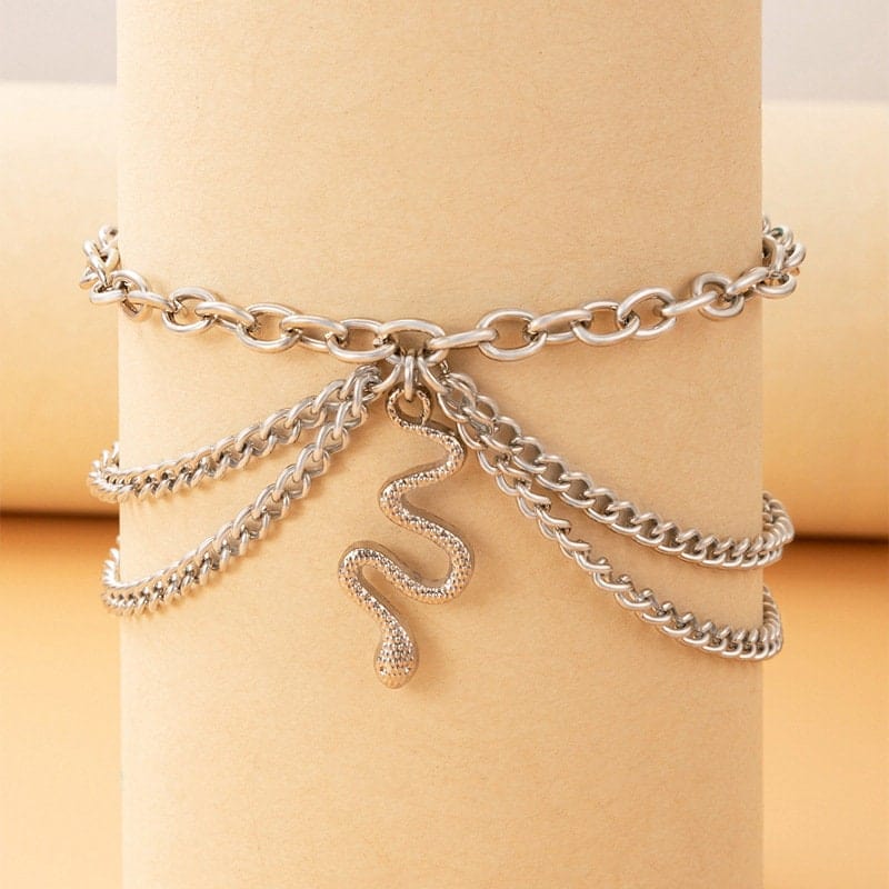 Bohemia Layered Snake Anklet - ArtGalleryZen