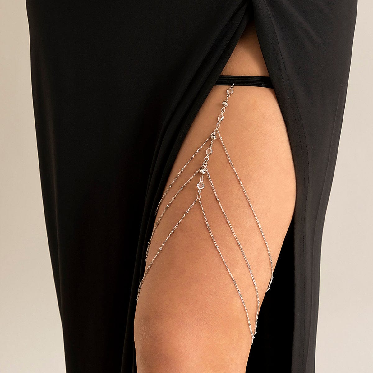 Bohemian Layered Rhinestone Inlaid Elastic Saturn Thigh Leg Chain - ArtGalleryZen