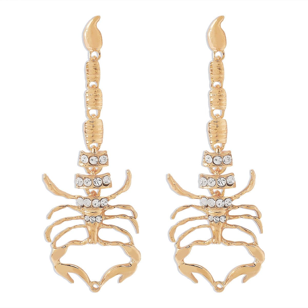 Boho Gold Silver Tone CZ Inlaid Scorpion Dangle Earrings - ArtGalleryZen