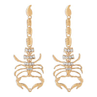 Thumbnail for Boho Gold Silver Tone CZ Inlaid Scorpion Dangle Earrings - ArtGalleryZen