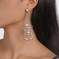 Thumbnail for Boho Gold Silver Tone CZ Inlaid Scorpion Dangle Earrings - ArtGalleryZen