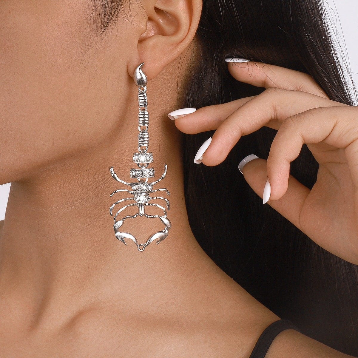 Boho Gold Silver Tone CZ Inlaid Scorpion Dangle Earrings - ArtGalleryZen