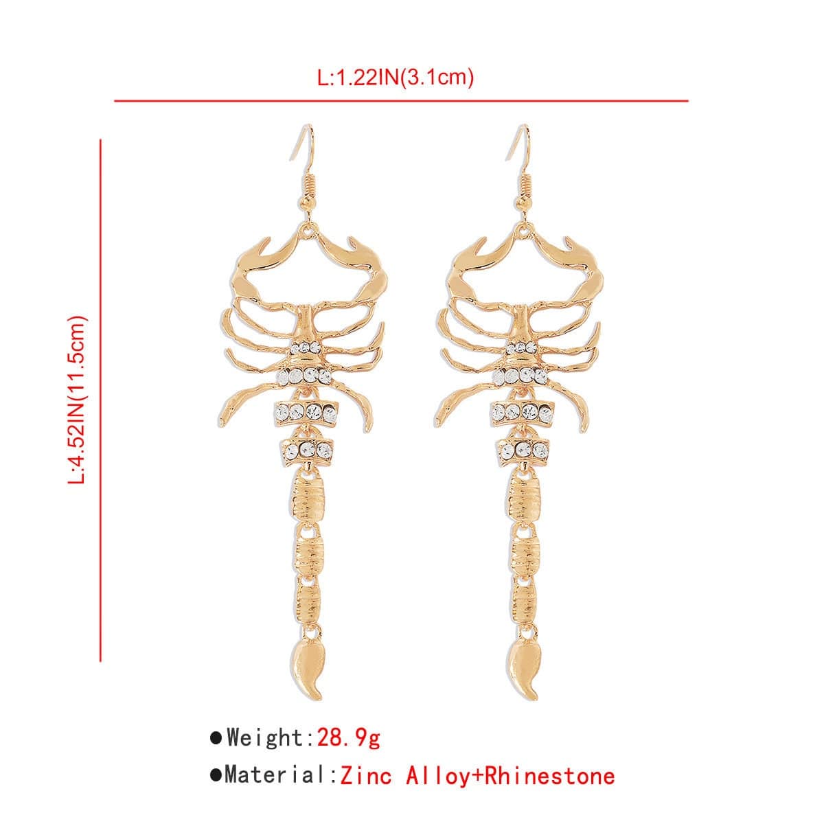 Boho Gold Silver Tone Rhinestone Inlaid Scorpion Earrings - ArtGalleryZen