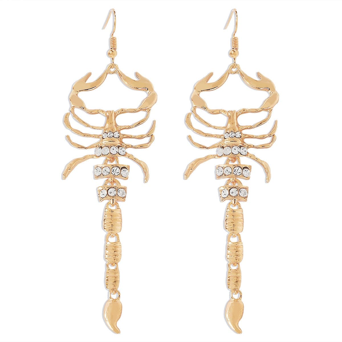 Boho Gold Silver Tone Rhinestone Inlaid Scorpion Earrings - ArtGalleryZen