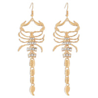 Thumbnail for Boho Gold Silver Tone Rhinestone Inlaid Scorpion Earrings - ArtGalleryZen